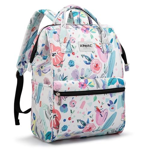 Kinmac Laptop Backpack for Women and Men, Large Capacity Travel Backpack for 15.6 inch Laptop Computer (Flowers) - color: Flowers