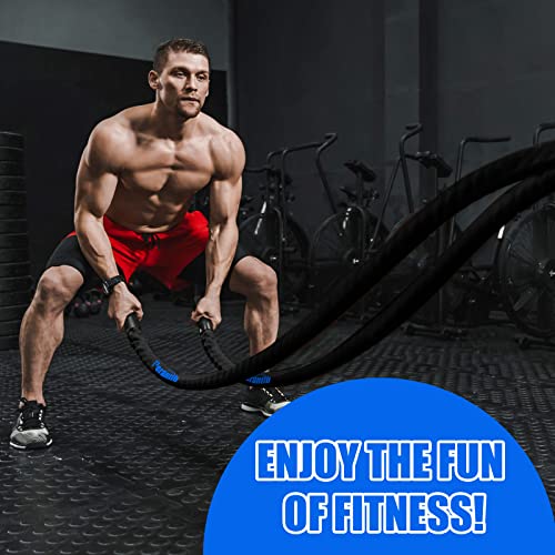 Perantlb Battle Rope With Wear-Resistant Nylon Protective Sleeve - Heavy Battle Rope for Strength Training, Home Fitness Exercise - Anchor Strap Kit Included - style: 1.5" x 30 ft Length