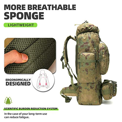 100L Camping Hiking Backpack,Molle military Tactical rucksack backpack,Waterproof Lightweight Hiking Backpack - color: Ruin Green
