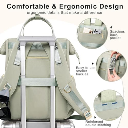 Weitars Diaper Bag Backpack Travel Diaper Backpack, Large Baby Diaper Bag with Changing Pad Baby Bag for Boys Girls, Insulated Pockets, Waterproof Baby Backpack for Mom & Maternity (Green) - color: Green