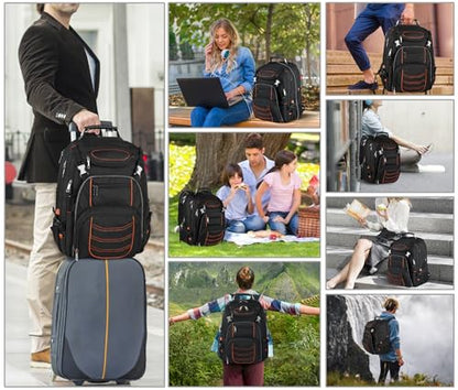 18.4 inch Laptop Backpack, Extra Large Travel Laptop Backpack, Big Capacity TSA Friendly RFID Anti Theft Pocket Heavy Duty Computer Bag for Men Women,21.2*15.5*11.5 inch Orange - color: Rfid 18.4 Inch Orange