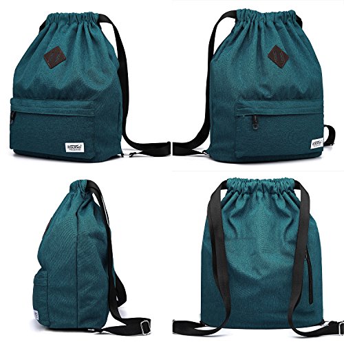 KAUKKO Drawstring Sports Backpack Gym Yoga Bag Shoulder Rucksack for Men and Women(1031-ARMY GREEN) - color: Blue