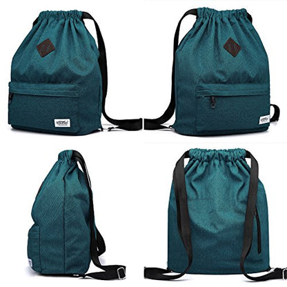 KAUKKO Drawstring Sports Backpack Gym Yoga Bag Shoulder Rucksack for Men and Women(1031-ARMY GREEN) - color: Blue