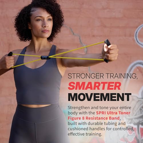 SPRI Ultra Toner Figure 8 Resistance Band with Padded Handles Great for Stretch, Exercise, Fitness Training, Yoga, Resistance Weights, Therapy, Gym or Home Workout Equipment. - style: Very Light