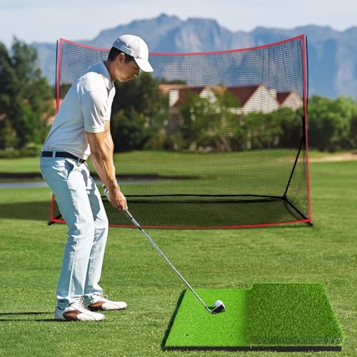 JAYA Golf Hitting Mat with Heavy Rubber Base, Foldable Golf Practice Mat for Indoor & Outdoor Training, Dual Turf Fairway & Rough Grass Mat for Swing, Chipping and Driving Practice - size: 2' x 2' (L x W)