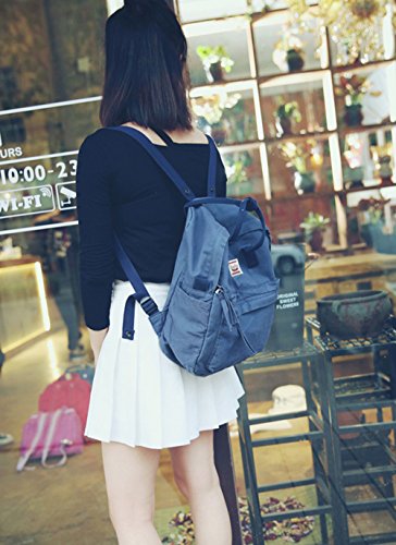 LuckyZ Womens Casual Style Lightweight Canvas Backpack Book Bag Travel Daypack Medium Handbag Purse, Blue - color: Blue