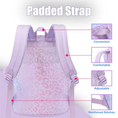 Mesh Backpack for Girls Boys, Heavy Duty Semi-Transparent Mesh Bookbag Womens Mens Mesh Backpacks for School, Sports, Beach, Swimming, Travel Purple Leopard - color: Purple Leopard