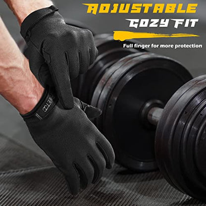 FREETOO Full-Finger Workout Gloves for Men, Padded Gym Gloves with Excellent Grip and Palm Protection - size: Large
