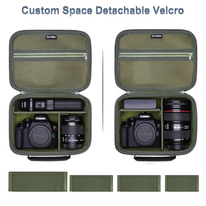 Camera Case Bag Compatible with Canon EOS Rebel T7/R50/R6 Mark II/R100/R50 V/T6/R8/R10/R5 Mark II/RP/R7/5D Mark IV/SL3/R5/T100 DSLR SLR Camera, Len and Tripod with 4 Dividers and Shoulder Strap, Green - color: Green, size: Small