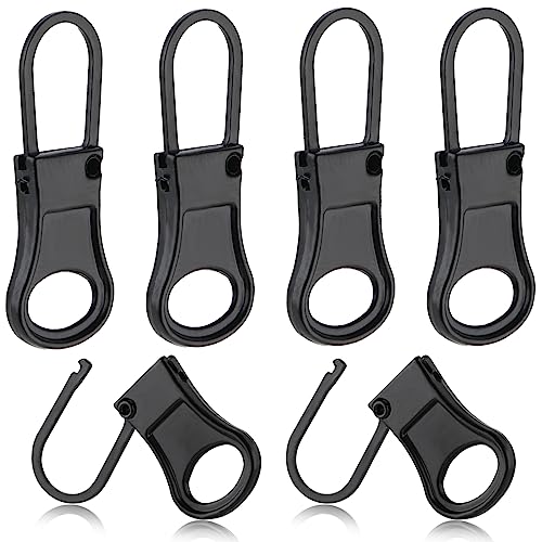 Ouligay 6pcs Zipper Pull Replacement Detachable Zipper Pull Tab Metal Zipper Pull Cord Extender Zipper Pull Repair Kit for Backpack Luggage Suitcase Purse Jackets Jeans Coat