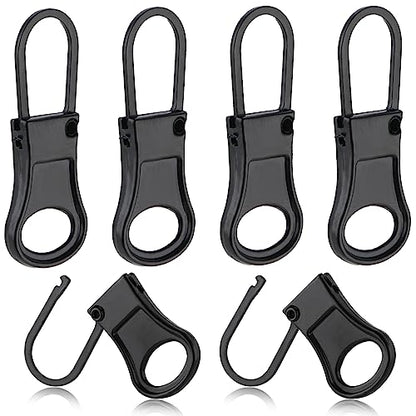 Ouligay 6pcs Zipper Pull Replacement Detachable Zipper Pull Tab Metal Zipper Pull Cord Extender Zipper Pull Repair Kit for Backpack Luggage Suitcase Purse Jackets Jeans Coat