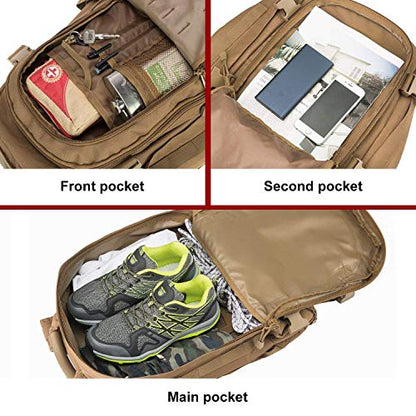 Greencity Laptop Backpacks Tactical 3 Day Expandable Bug Out Bag Classic Case Travel Hiking，Coyote - color: Coyote, size: Not with Belt