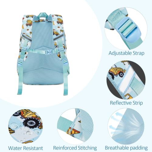 abshoo Lightweight Kids Backpack For Boys Bookbag (Excavator Checkered) | Multi-pocket,Front chest buckle,Reflective strip, Breathable widened strap, Elementary Kindergarten School Bags - color: Excavator Checkered