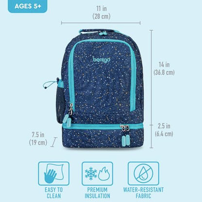 Bentgo Kids 2-in-1 Backpack & Insulated Lunch Bag - Confetti Designed 16” Backpack for School & Travel -, Durable, Water Resistant, Padded, & Large Compartments (Confetti Edition - Abyss Blue) - color: Confetti Edition - Abyss Blue