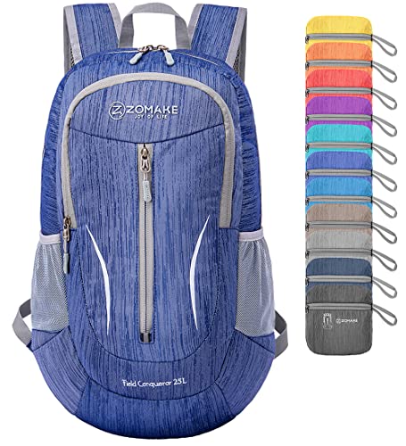 ZOMAKE 25L Ultra Lightweight Packable Backpack, Foldable Hiking Backpacks Water Resistant Small Folding Daypack for Travel(Dark Blue) - color: Dark Blue