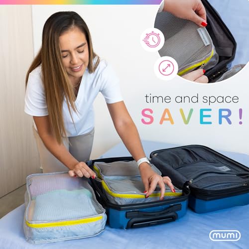 MUMI Packing Cubes – 5-Piece Compression Packing Cubes for Travel, Luggage Organizers for Suitcases, Carry-On Bags, Backpacks, and Duffel Bags – Space-Saving Travel Essentials - Purple - color: purple