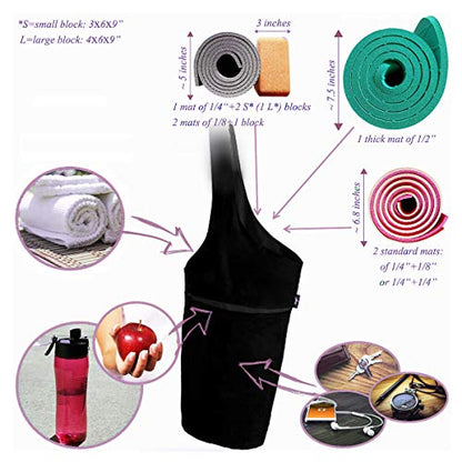 Yoga Mat Bag – Versatile Yoga Bag with Mat Straps & Storage Pockets, Holds Yoga & Pilates Mats, Lightweight & Durable - color: Black