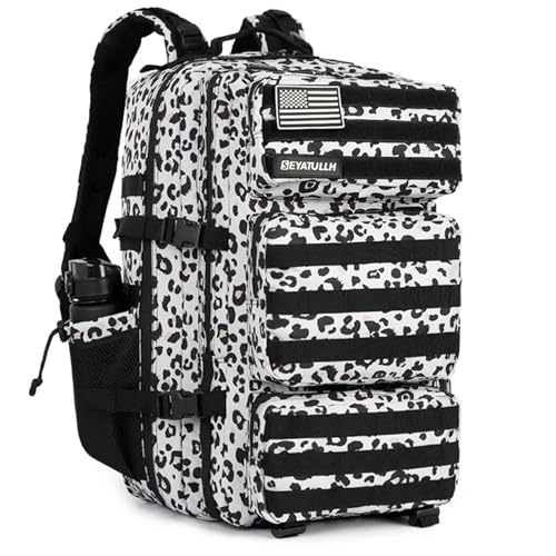 Military Tactical Backpack 55L for Men & Women Bug Out Bag Assault pack Molle Daypack Hiking Trekking Rucksack (Leopard print color) - color: Leopard Print Color