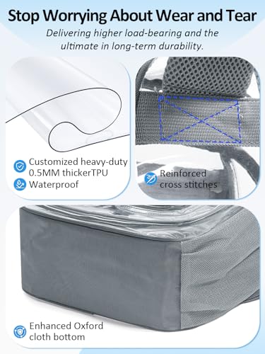 Double-Layer Clear Backpack Heavy Duty, 17 Inch Large Clear Bookbag, Transparent See Through Backpack For School, Work, College, Travel, Sport- Light Grey - color: 1# Light Grey, style: Pro Series (Double Layer)