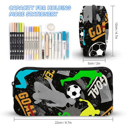 Soccer Theme Backpack Set for Kids,School Bookbag with Lunch Box and Pencil Pouch Bag(Soccer-2) - color: Soccer-2