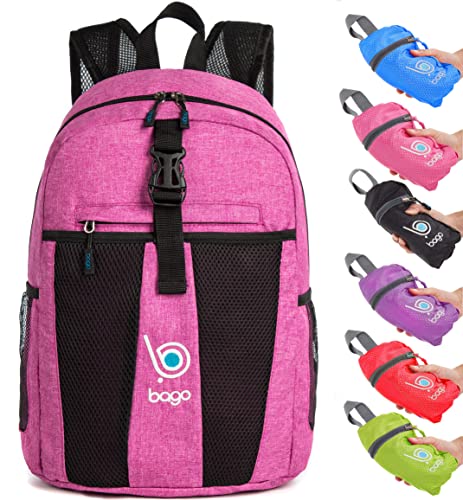 Bago Lightweight Backpack for Hiking for Women and Men - 25L Travel Day Pack - Foldable Hiking Daypack Ultralight for Camping Outdoor Sports - Packable Backpack for Travel (SnowPink) - color: Snowpink
