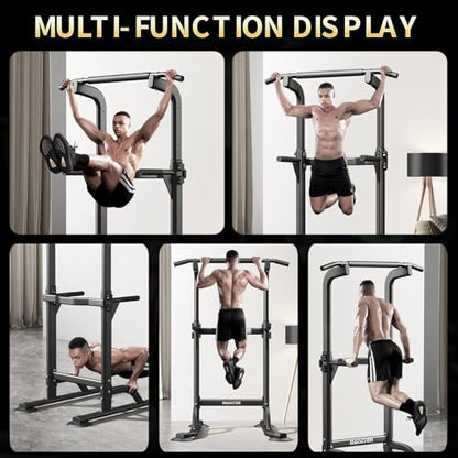 DONIUZ Power Tower Pull Up Bar and Dip Station, Multi-Function Home Gym, Strength Training Fitness Equipment, Height Adjustable - color: Black
