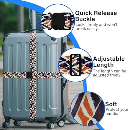 Luggage Straps for Suitcases, Travel Adjustable Belt with Quick Release Buckle, Heavy Duty Nylon Bag Packing Strap, Unique Bright Identifiers Business Travel Accessories (2 Pack)-Roads - color: 24020 Roads