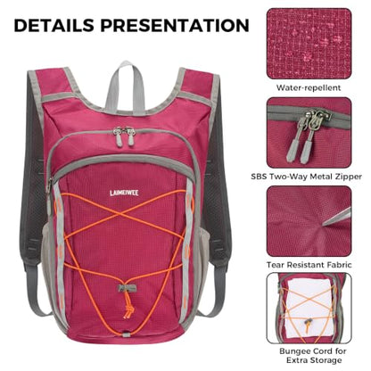 Small Hiking Backpack 13L Lightweight Foldable Travel Daypack for Men Women - color: Magenta