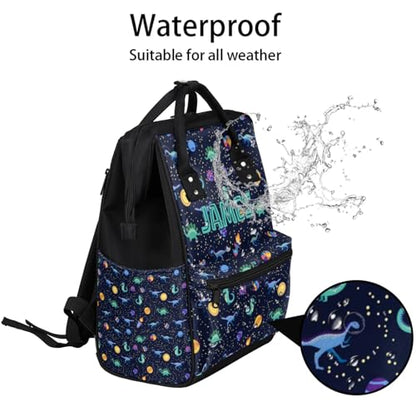 Dinosaur-Diaper-Backpack for Baby Boys Waterproof Nappy Backpack for Mom Dad Dark Blue Baby Boys Diaper-Bag to Print Name - color: Dark Blue