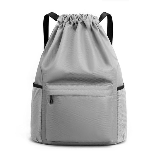 Drawstring Backpack Bag, Waterproof Draw String Back Sack with Zipper Pocket, Gym Drawstring Backpack Swimming Bag for Men Women, Pack of 1, Grey - color: Grey, style: Backpack C
