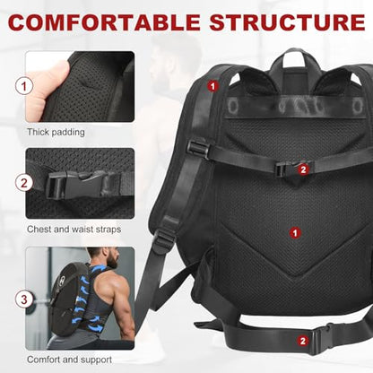 YEEGO DIRECT Weighted Backpack Weighted Vest for Fitness and Bodyweight Workouts, Adjustable Rucking Backpack with Padded Straps, 10 LBS barbell Weight Plate Ideal for Training