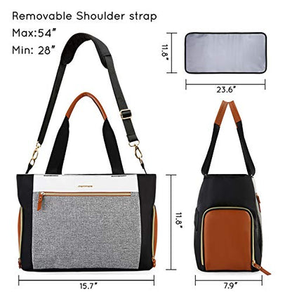 mommore Breast Pump Bag Diaper Tote Bag with 15 Inch Laptop Sleeve Fit Most Breast Pumps Like Medela, Spectra S1,S2, Evenflo - color: Brown