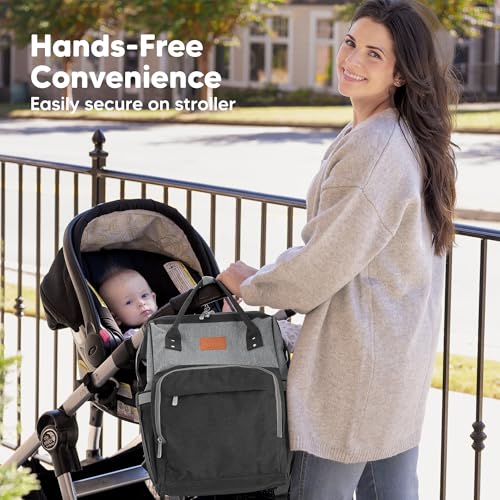 KeaBabies Baby Diaper Bag Backpack - Large Baby Bag for Boys, Girls, Waterproof Multi Function Travel Diaper Backpack with Changing Pad, Durable Travel Essentials for Moms and Dads (Graphite) - color: Graphite