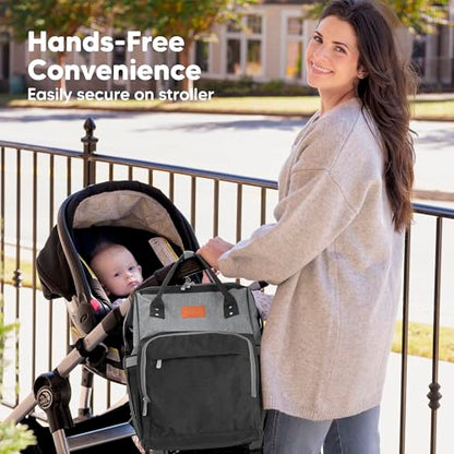 KeaBabies Baby Diaper Bag Backpack - Large Baby Bag for Boys, Girls, Waterproof Multi Function Travel Diaper Backpack with Changing Pad, Durable Travel Essentials for Moms and Dads (Graphite) - color: Graphite