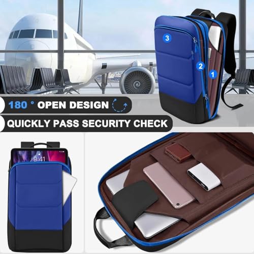 ZINZ Laptop Backpack 17.3 Inch Business Travel Backpack, Water Resistant Large Daypack Bag for Men Women - Black Blue - color: Black Blue