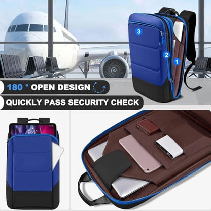 ZINZ Laptop Backpack 17.3 Inch Business Travel Backpack, Water Resistant Large Daypack Bag for Men Women - Black Blue - color: Black Blue