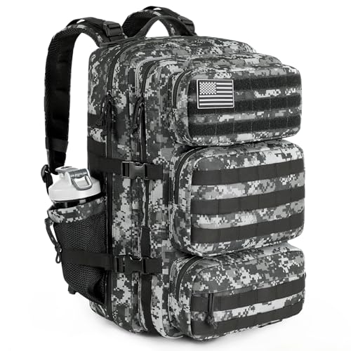 Military Tactical Backpack 50L Large Day Backpack for Men Molle Army 3 Days Assault Pack Bug Out Bag Water Resistant and Heavy Duty Hiking Treeking Rucksack - Black Digital Camo - color: Black Digital Camo, size: 50L