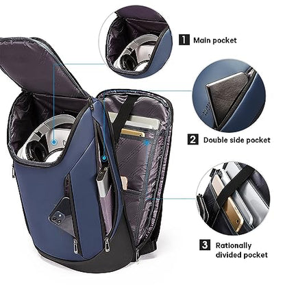 BANGE Business Smart Backpack Waterproof fit 15.6 Inch Laptop Backpack with USB Charging Port,Travel Durable Backpack - color: Blue