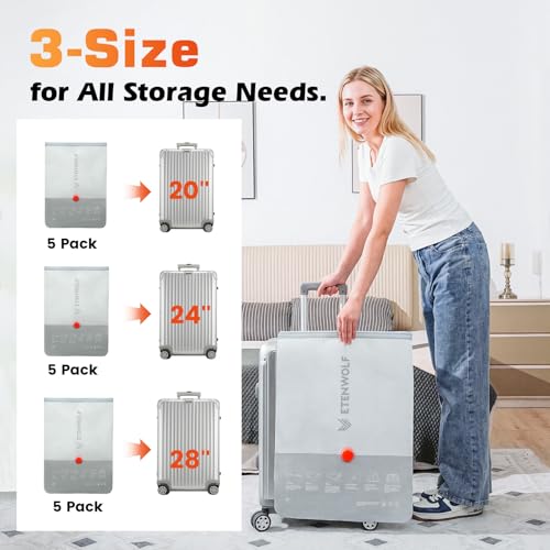 ETENWOLF 15 Pack Reusable Vacuum Storage Bags for Travel with Rechargeable Air Pump,Vacuum Compression Packing Seal for Clothes, Blankets, Seasonal Storage,Carry-On Space Saver Bags in 3 Sizes - size: 15 Combo Set