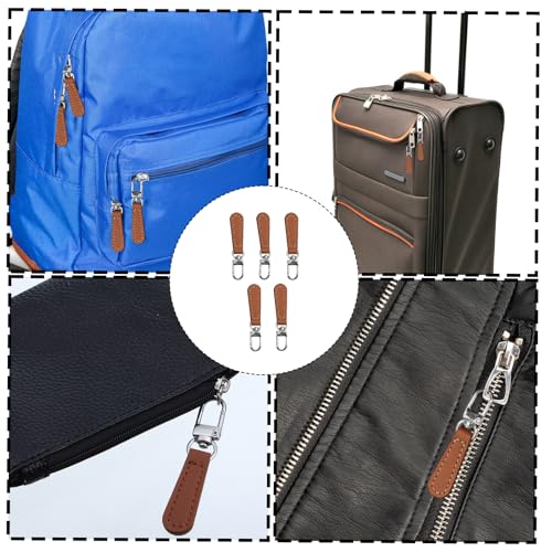 10 Pack Zipper Pull Replacement Leather Handle Detachable Zippers Repair Tab Leather Zipper Pull for Luggage Backpacks Suitcases Jackets Purses Handbags