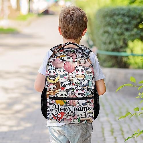 Personalized Panda Backpack for Girls Boys, 16 Inch Panda Theme Bookbag with Adjustable Straps, Durable, Lightweight, School Bag with Large Capacity - color: Panda4-1