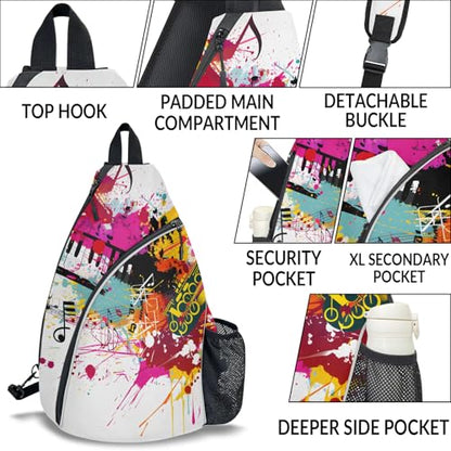 Pickleball Bag for Women Men Adjustable Crossbody Sling Backpack Hold Pickleball Paddle Water Bottle - color: Multicolor 19