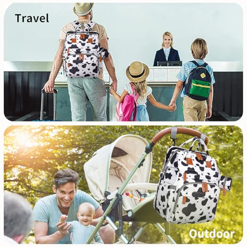 KABAQOO Diaper Bag Backpack with Detachable Changing Station, Large Capacity Baby Diaper Bags for Boys & Girls, Baby Registry Search Stuff & Shower Gifts, Newborn Essentials Must Haves, Cow - color: Cow