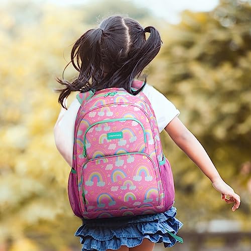 mommore Kids Backpack for Boys Girls 4-8 Kindergarten Elementary School Backpack with Lunch Box - 15” H Fit Folder - color: Rainbow, style: 3 Pcs