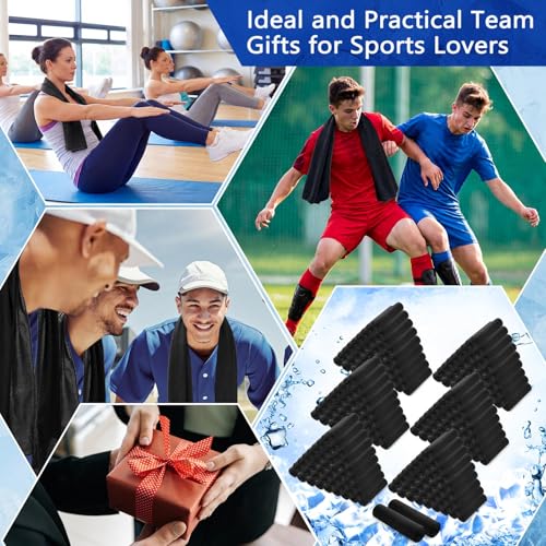Hosuly 300 Pack Cooling Towels Bulk 40 x 12 Inch Large Chilly Breathable Sweat Sports Cold Towels Sublimation Microfiber Ice Neck Rag for Hot Weather Workout Gym Team Gift (Black) - color: Black