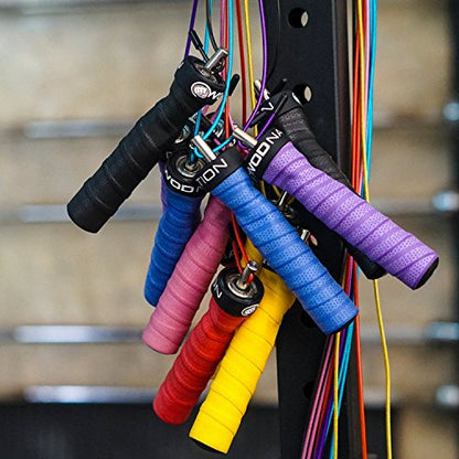 WOD Nation Attack Speed Jump Rope : Adjustable Jumping Ropes : Unique Two Cable Skipping Workout System : One Thick and One Light 11 Foot Cable : Perfect for Double Unders : Men and Women - color: Red