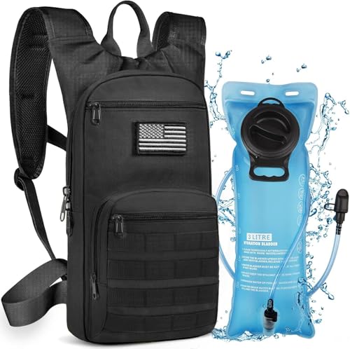 NOOLA 3L Hydration Backpack, Water Backpack with TPU Water Bladder, Tactical Hydration Pack for Men Women, Molle Water Backpack for Hiking, Biking, and Hunting - color: Black