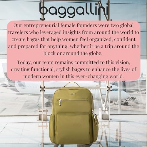 Baggallini Tribeca Expandable Laptop Backpack - 15"x11" Lightweight RFID Computer Bag for Work & Travel with Luggage Sleeve - color: Sage Twill