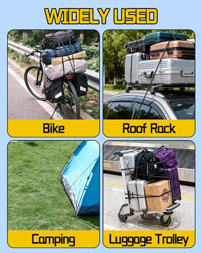 8 Pcs 48 Inch Adjustable Carabiner Bungee Cords with Hooks, Easy to Adjust from 7" to 48", Black Bungee Straps with UV-Resistance & Superior Elasticity for Cargo, Bike, Luggage, Carts, Truck, etc - size: 48 Inch, style: Adjustable