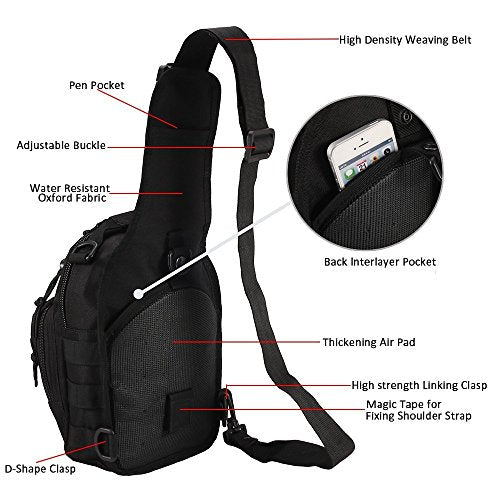 Tactical Shoulder Bag,1000D Outdoor Military Sling Daypack Backpack - color: 2 Pack Tan and Green